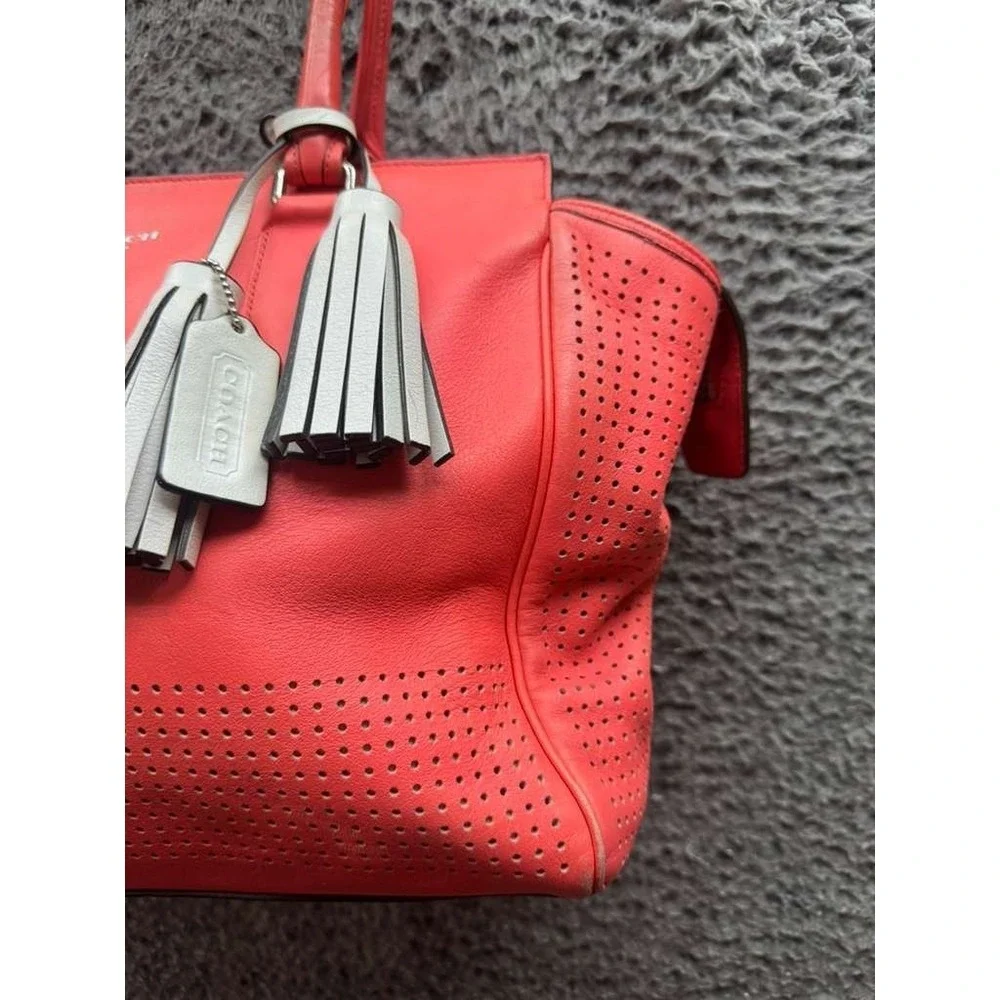 Coach Restored Legacy Perforated Leather Candace Carryall Tote Bag Coral 22390 - Picture 4 of 14